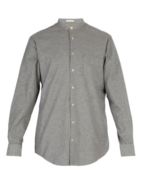 Matchesfashion.com Massimo Alba - Band Collar Modal And Cotton Blend Shirt - Mens - Grey