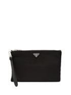 Matchesfashion.com Prada - Logo Plaque Medium Nylon Pouch - Mens - Black