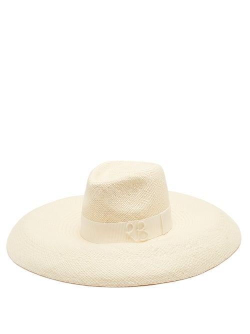 Ruslan Baginskiy - Silk-trimmed Raffia Fedora Hat - Womens - Cream