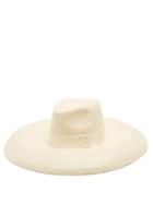 Ruslan Baginskiy - Silk-trimmed Raffia Fedora Hat - Womens - Cream