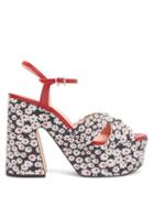 Matchesfashion.com Rochas - Daisy-jacquard Platform Sandals - Womens - White Black