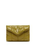 Saint Laurent - Puffer Ysl-logo Padded Leather Clutch Bag - Womens - Khaki