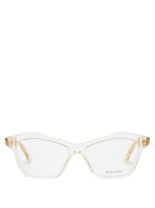 Matchesfashion.com Bottega Veneta - Angular Cat-eye Acetate Glasses - Womens - White