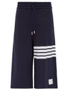 Matchesfashion.com Thom Browne - 4 Bar Oversized Cotton Track Shorts - Mens - Navy