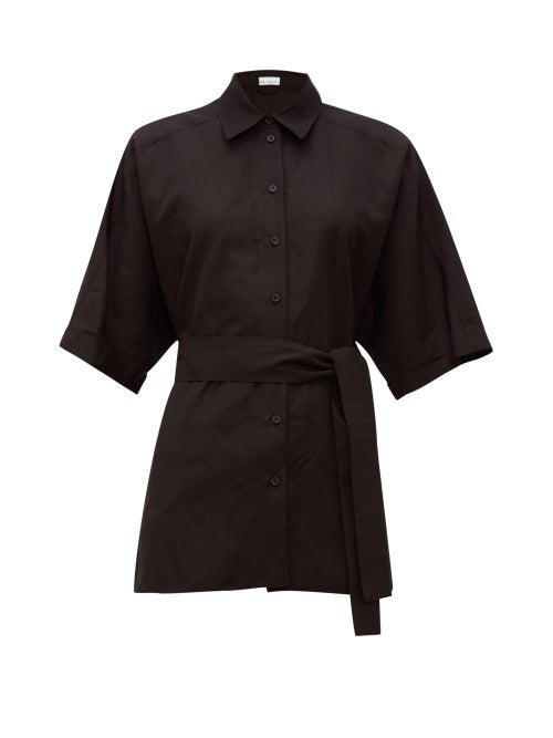 Matchesfashion.com Raey - Dolman Sleeve Silk Blend Shirt - Womens - Black