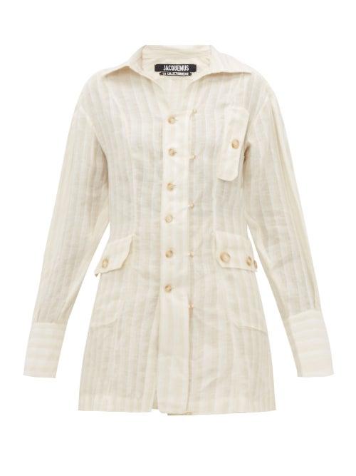 Matchesfashion.com Jacquemus - Roman Linen Striped Shirt - Womens - Ivory