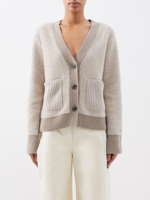Lisa Yang - Sonia Contrast-trim Boucl-knit Cashmere Cardigan - Womens - Beige Multi