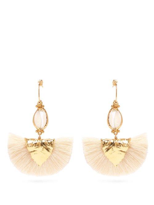 Matchesfashion.com Elise Tsikis - Hora Tasselled Shell Gold Plated Silver Earrings - Womens - White