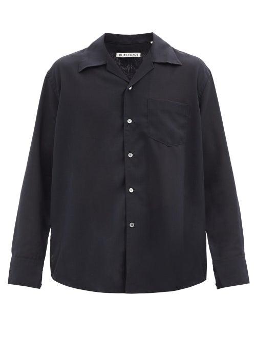 Matchesfashion.com Our Legacy - Loco Crepe-georgette Shirt - Mens - Navy