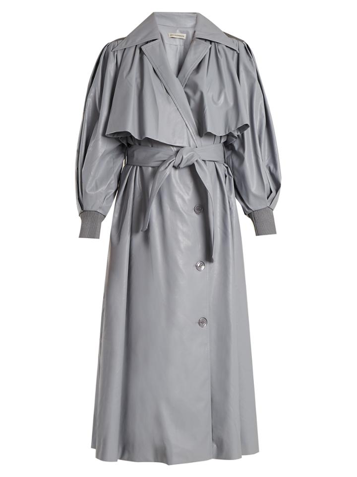 Vika Gazinskaya Double-breasted Faux-leather Trench Coat