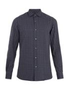 Ermenegildo Zegna Spread-collar Checked Cotton-blend Shirt