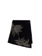 Matchesfashion.com Dodo Bar Or - Paula Embellished Velvet Mini Skirt - Womens - Navy