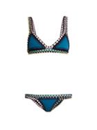 Matchesfashion.com Kiini - Flor Crochet Trimmed Triangle Bikini - Womens - Blue Multi