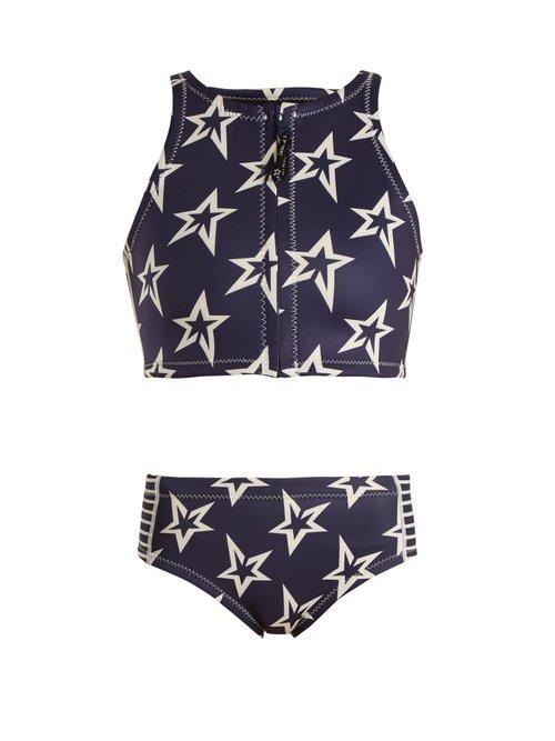 Matchesfashion.com Perfect Moment - Star Neo High Waisted Bikini - Womens - Navy
