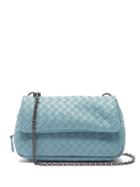Matchesfashion.com Bottega Veneta - Intrecciato Mini Leather Messenger Cross Body Bag - Womens - Light Blue