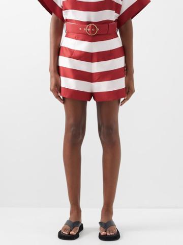 Zimmermann - Wonderland Stripe-silk Shorts - Womens - Red Stripe