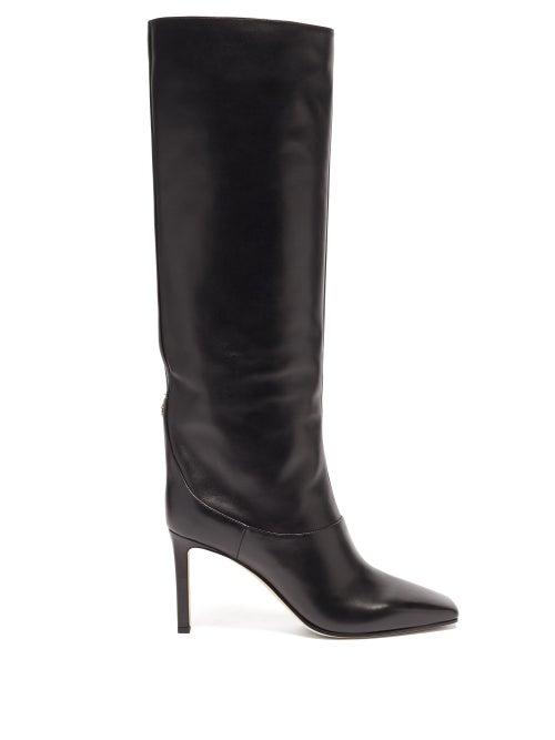 Matchesfashion.com Jimmy Choo - Mahesa 85 Square-toe Knee-high Leather Boots - Womens - Black