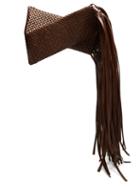 Matchesfashion.com Bottega Veneta - Bv Fringe Crisscross Intrecciato-leather Clutch - Womens - Dark Brown