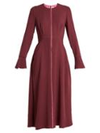 Matchesfashion.com Roksanda - Eveline Fluted Cuff Georgette Dress - Womens - Burgundy Multi