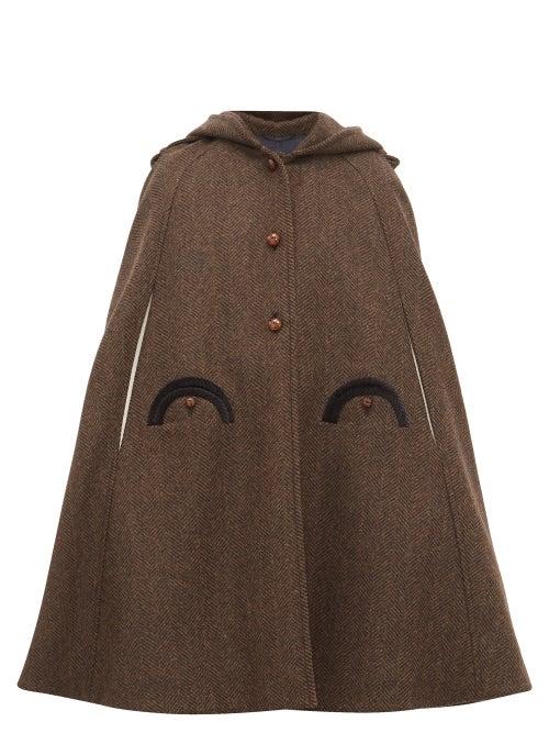 Matchesfashion.com Blaz Milano - Lady Anne Hooded Wool Herringbone Tweed Cape - Womens - Grey Multi