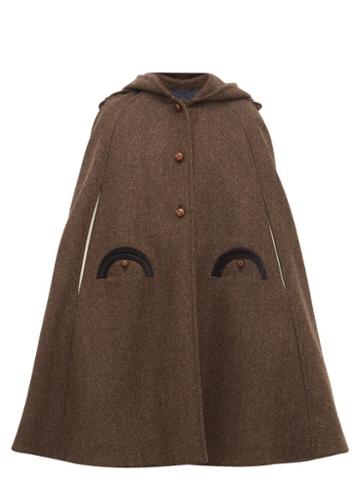 Matchesfashion.com Blaz Milano - Lady Anne Hooded Wool Herringbone Tweed Cape - Womens - Grey Multi