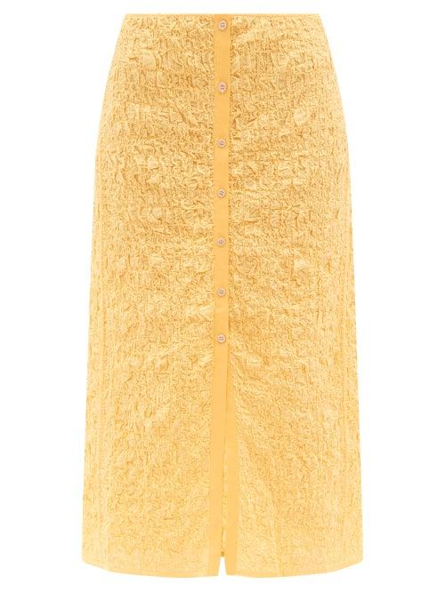 Acne Studios - Idella Shirred Cotton-blend Skirt - Womens - Orange