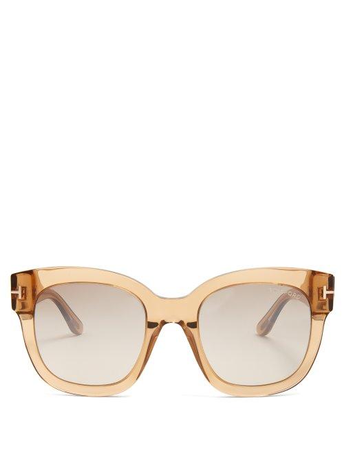 Matchesfashion.com Tom Ford Eyewear - Beatrix Square Frame Sunglasses - Womens - Light Brown
