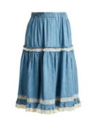 Gucci Lace-trimmed Chambray Skirt