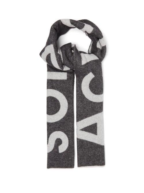 Matchesfashion.com Acne Studios - Toronty Intarsia-logo Wool-blend Scarf - Womens - Black