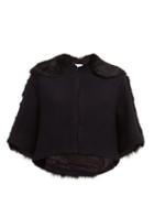 Matchesfashion.com Raey - Cropped Shearling And Wool Jacket - Womens - Navy Multi