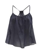 Ladies Lingerie Loup Charmant - Scoop-neck Organic-cotton Cami Top - Womens - Navy