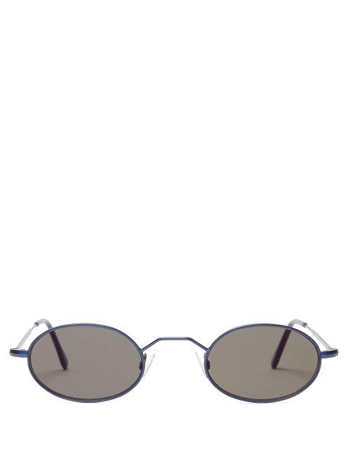 Matchesfashion.com Andy Wolf - Round Metal Sunglasses - Mens - Black