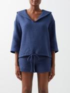 Lisa Marie Fernandez - Sailor-collar Cotton Honeycomb-pique Top - Womens - Navy