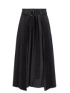 Matchesfashion.com Moncler - Pleated Taffeta Midi Skirt - Womens - Black