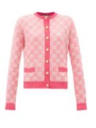 Matchesfashion.com Gucci - Gg-jacquard Wool-blend Cardigan - Womens - Pink White