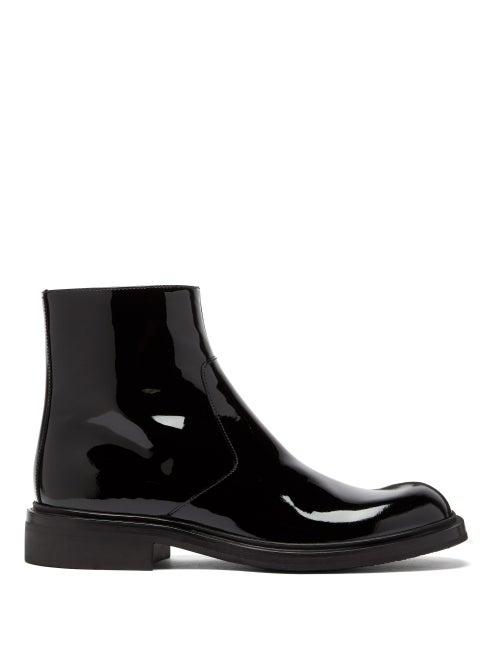 Matchesfashion.com Prada - Square Toe Patent Leather Boots - Mens - Black