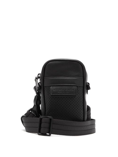Matchesfashion.com Bottega Veneta - Leggero Perforated Leather Mini Cross Body Bag - Mens - Black