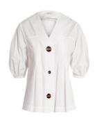 Isa Arfen Puff-sleeved Cotton Top