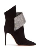 Matchesfashion.com Aquazzura - Night Fever Crystal Embellished Ankle Boots - Womens - Black