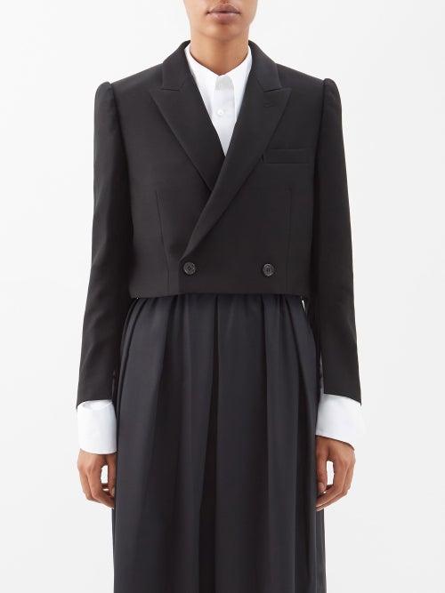 Noir Kei Ninomiya - Cropped Roped-shoulder Wool-blend Jacket - Womens - Black