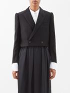 Noir Kei Ninomiya - Cropped Roped-shoulder Wool-blend Jacket - Womens - Black