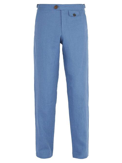 Matchesfashion.com Oliver Spencer - Linton Straight Leg Linen Trousers - Mens - Blue