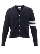 Thom Browne - Four Bar Moss-stitch Cotton-blend Cardigan - Mens - Navy