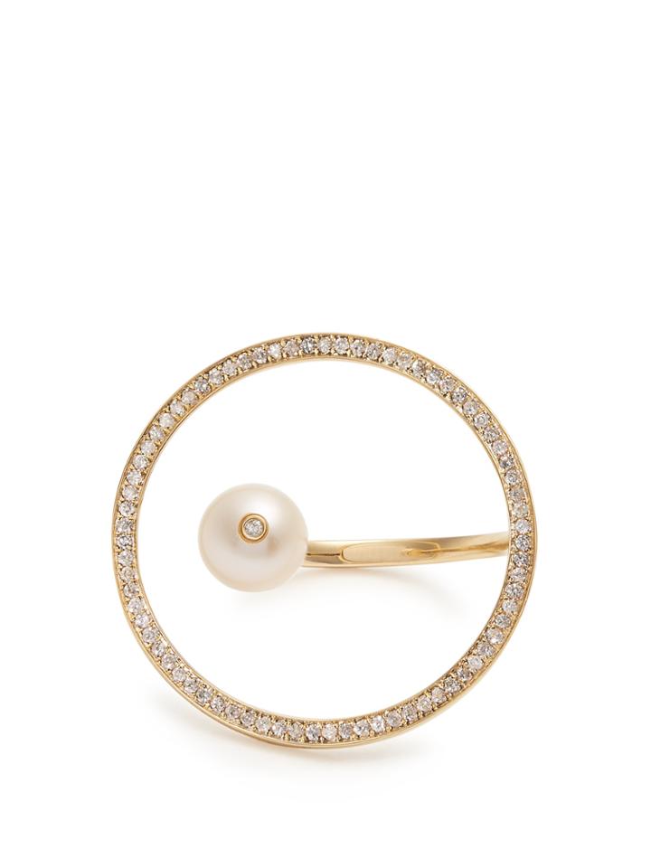 Anissa Kermiche Reine Diamond, Pearl & Yellow-gold Ring