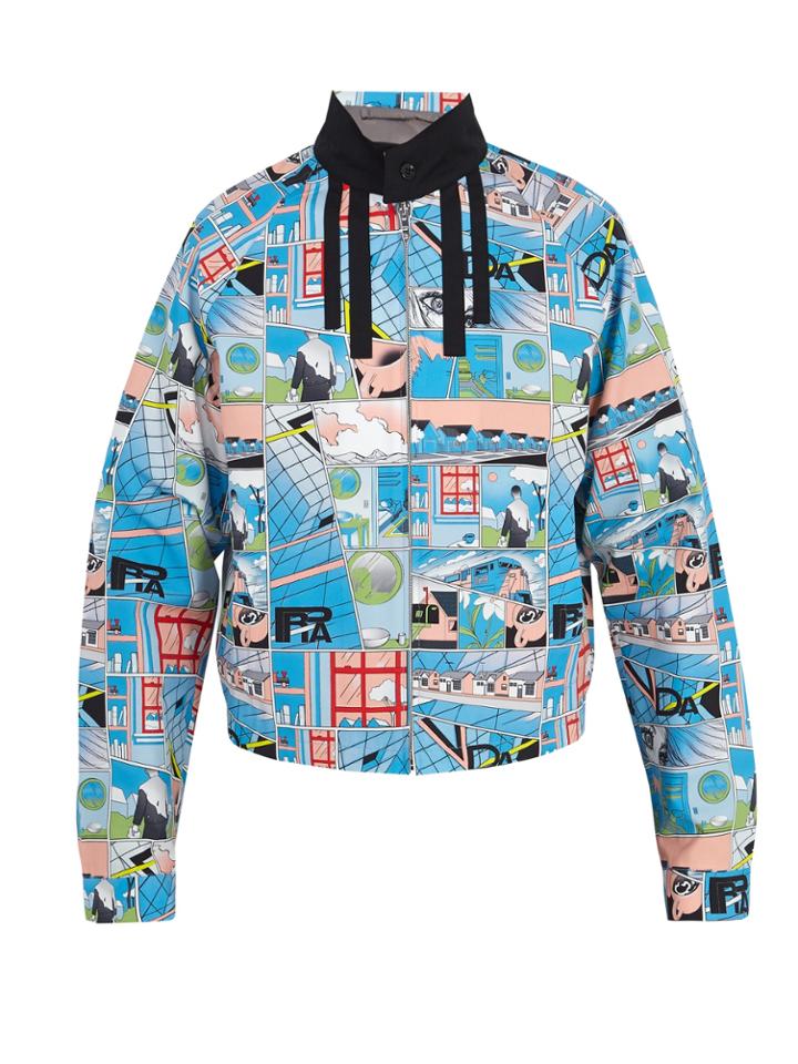 Prada Comic-print Stand-collar Jacket