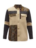 Matchesfashion.com Versace - Patchwork Cotton-twill Shirt - Mens - Brown