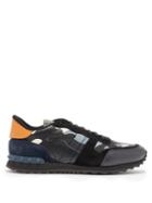 Matchesfashion.com Valentino - Rockrunner Canvas And Suede Trainers - Mens - Navy Multi