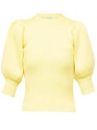 Matchesfashion.com Cecilie Bahnsen - Maddy Puff-sleeve Ribbed-knit Sweater - Womens - Light Yellow