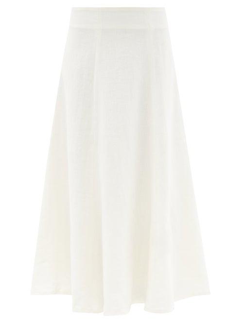 Ladies Beachwear Fil De Vie - Mena Flared Linen Skirt - Womens - Cream