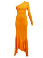 Matchesfashion.com Alexandre Vauthier - Crystal Embellished Asymmetric Fishtail Gown - Womens - Orange